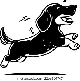 Dachshund, dog jump and happy, vector illustration, black color, vector image