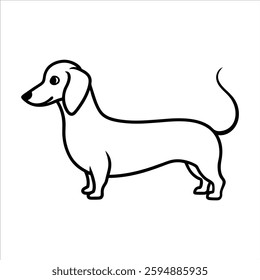 A dachshund dog line art on a white background