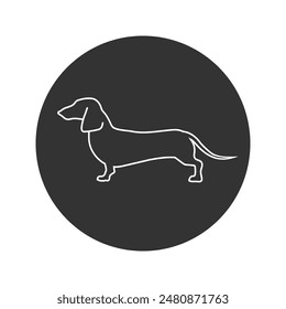 Dachshund dog line icon on white background in flat. Vector illustration