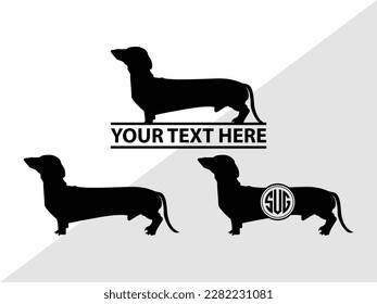 Dachshund Dog Monogram Vector Illustration Silhouette svg