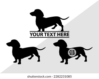 Dachshund Dog Monogram Vector Illustration Silhouette