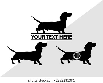 Dachshund Dog Monogram Vector Illustration Silhouette