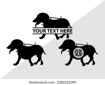 Dachshund Dog Monogram Vector Illustration Silhouette