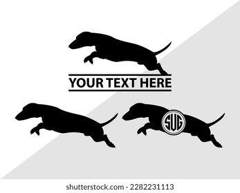 Dachshund Dog Monogram Vector Illustration Silhouette