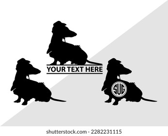 Dachshund Dog Monogram Vector Illustration Silhouette