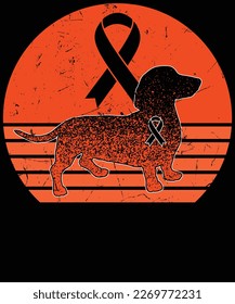 Dachshund Dog multiple sclerosis awareness T-Shirt design.