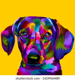 dachshund dog on pop art geometric illustration