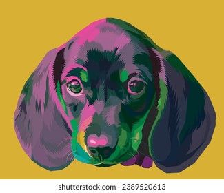 dachshund dog on pop art geometric. Polygonal Animals.