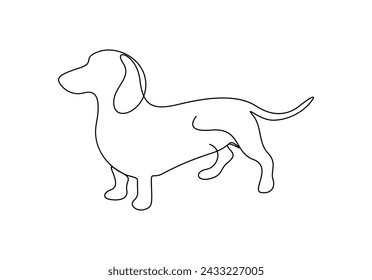 Dackel Hund in einer durchgehenden Linie Zeichnung Vektor-Illustration. Freier Vektor