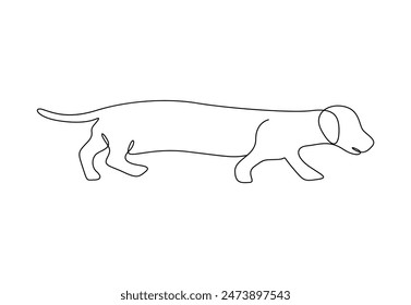 Dachshund dog one continuous line drawing vector illustration 