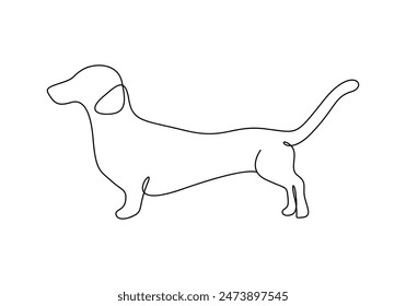 Dachshund dog one continuous line drawing vector illustration 