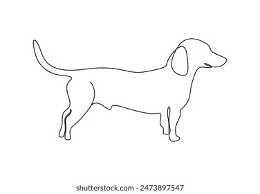 Dachshund dog one continuous line drawing vector illustration 