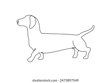 Dachshund dog one continuous line drawing vector illustration 