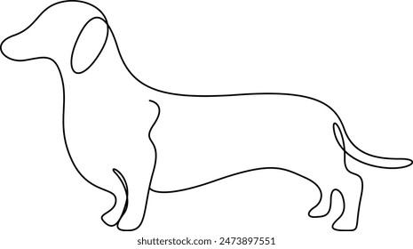 Dachshund dog one continuous line drawing vector illustration 