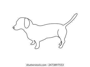 Dachshund dog one continuous line drawing vector illustration 