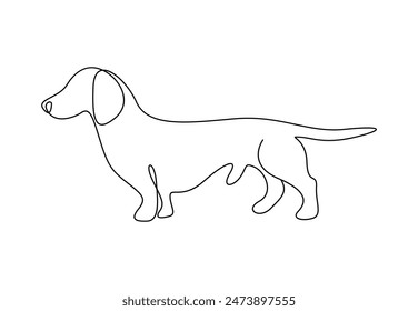 Dachshund dog one continuous line drawing vector illustration 