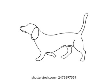 Dachshund dog one continuous line drawing vector illustration 