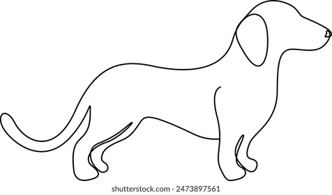 Dachshund dog one continuous line drawing vector illustration 