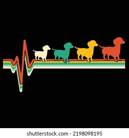 Dachshund dog owner wiener pet lover EPS retro heartbeat theme