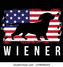 Dachshund dog owner wiener pet lover EPS patriotic flag art American flag theme