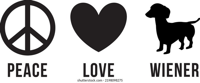 Dachshund dog owner wiener pet lover EPS cute peace and love graphic 