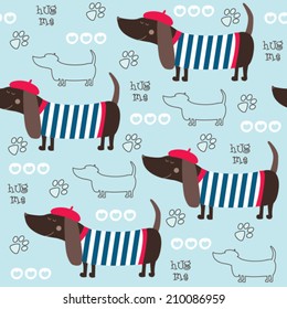 Dachshund dog pattern vector illustration