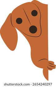 Dachshund Dog Peeking Corner Ilustração desenhada à mão