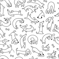 Dachshund Dog Pet Seamless Vector Pattern And Background