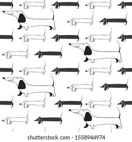 Dachshund Dog Pet Seamless Vector Pattern And Background