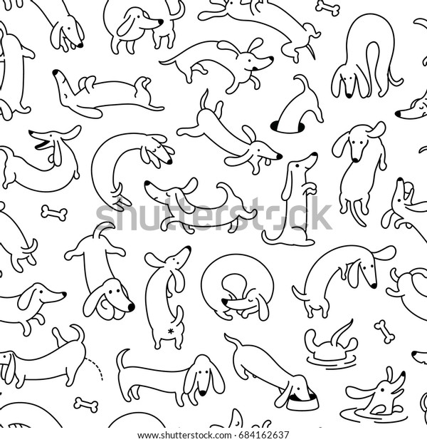 Dachshund\
Dog Pet Seamless Vector Pattern And\
Background