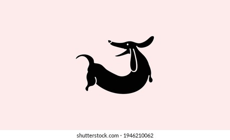 dachshund Dog playing pose silhouette, dachshund dog illustration, cute dog