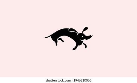 dachshund Dog playing pose silhouette, dachshund dog illustration, cute dog