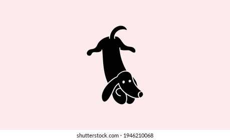 dachshund Dog playing pose silhouette, dachshund dog illustration, cute dog