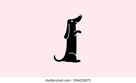 dachshund Dog playing pose silhouette, dachshund dog illustration, cute dog