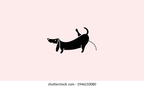 dachshund Dog playing pose silhouette, dachshund dog illustration, cute dog