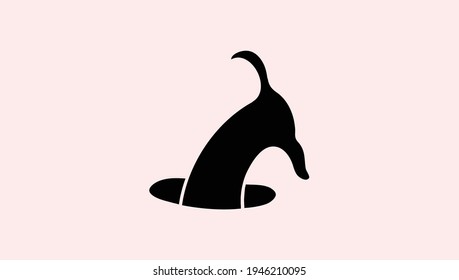 dachshund Dog playing pose silhouette, dachshund dog illustration, cute dog