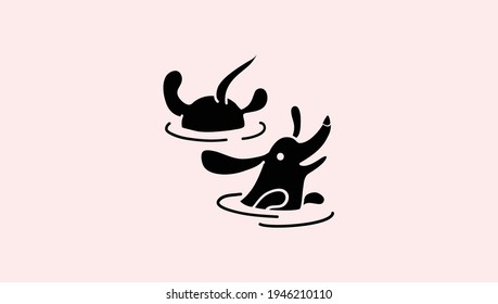 dachshund Dog playing pose silhouette, dachshund dog illustration, cute dog