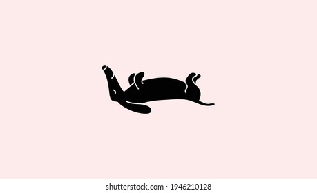 dachshund Dog playing pose silhouette, dachshund dog illustration, cute dog svg