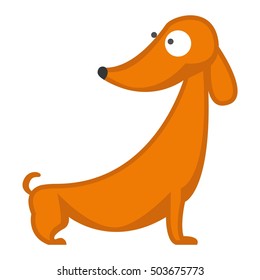 Dachshund dog playing purebred breed, brown puppy canine vector