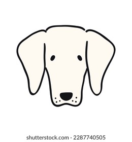 Dachshund dog, puppy face cute funny cartoon character illustration. Hand drawn vector, isolated. Line art. Domestic animal logo. Design concept pet food, branding, business, vet, print, poster