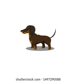 Dachshund dog, Raster illustration in flat cartoon style