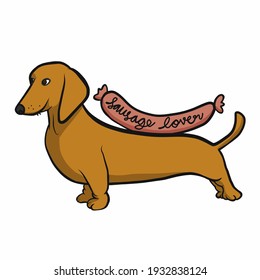 Dachshund dog sausage lover cartoon vector illustration