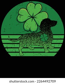 Dachshund Dog Shamrock St. Patrick’s Day Saint Paddy’s Irish T-Shirt design.