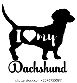 Dachshund. dog silhouette, dog, dog breeds, logo, vector, silhouette, i love my dog, animal, illustration, icon, sign, design, black, symbol, pet, love