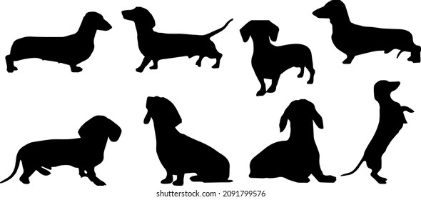 Dachshund Dog Silhouette Bundle SVG, Sausage Dog svg