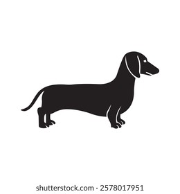 dachshund dog silhouette flat vector design illustration