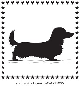 Dachshund Dog Silhouette Vector Cute Dachshund Dog With Round Star On White Background