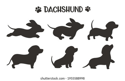 Siluetas de perro de Dachshund corriendo en varias poses Ideas para los amantes del perro