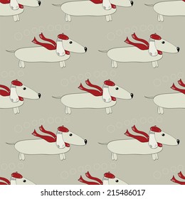dachshund dog sketch takes a long scarf animal