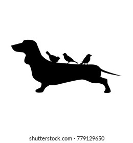 dachshund dog and sparrows logo